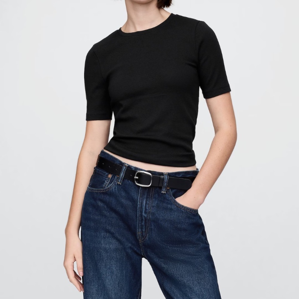 GAP Black Short Sleeve Tee Classic Crew Neck - tall length